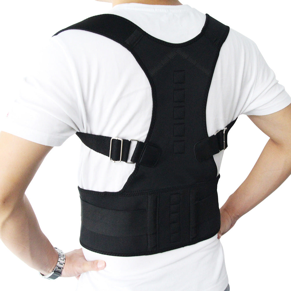 ZAMORA MART shoulder back support belt with adjustable straps for lumbar and shoulder support, shown on a person.