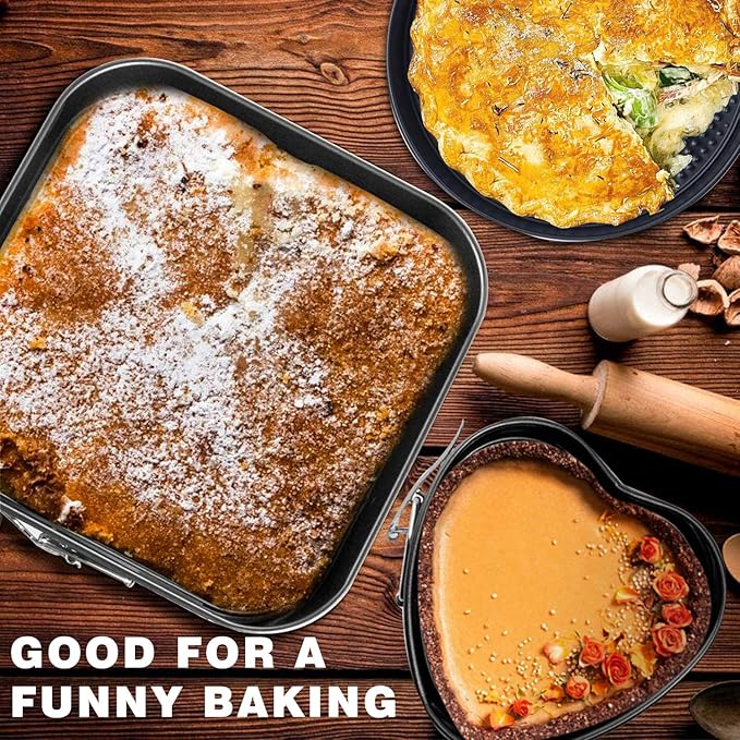 ZAMORA MART 3-piece springform cake pan set for baking, with removable sides and non-stick surface for easy cake release.