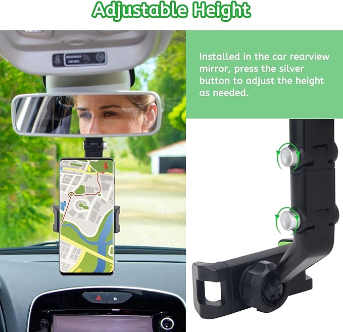 ZAMORA MART 360° rotatable phone holder mounted on car dashboard, adjustable for viewing angles and secure phone grip.