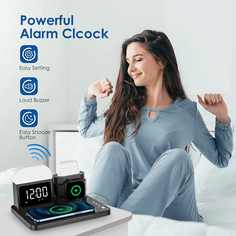 ZAMORA MART 5-in-1 wireless charging station for smartphones, smartwatch, earbuds, and accessories on a sleek surface.