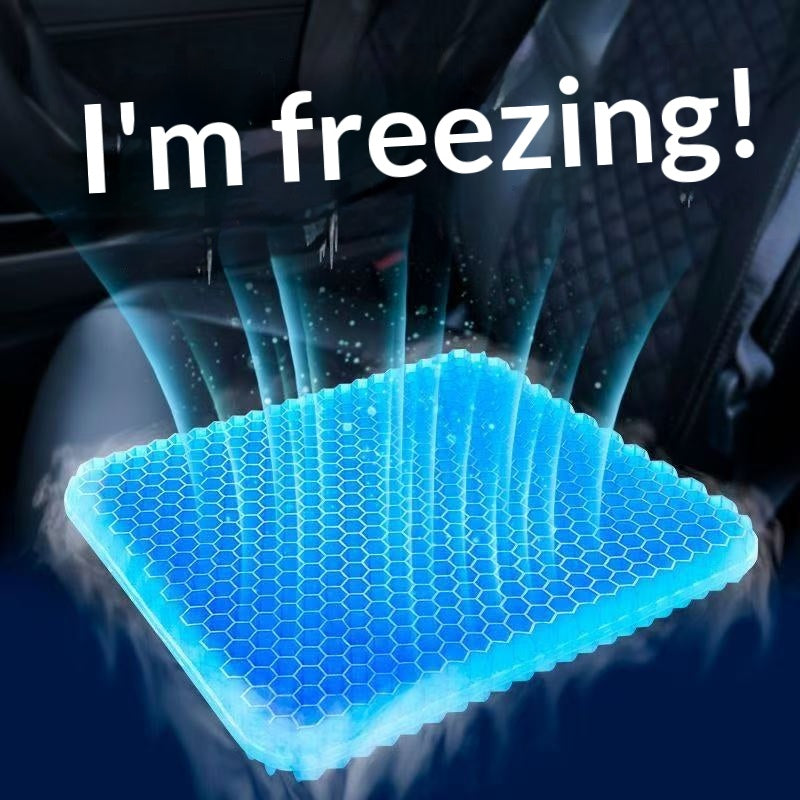 ZAMORA MART silicone ice pad insulated car seat cushion showing a cooling gel-filled pad for comfort during hot weather