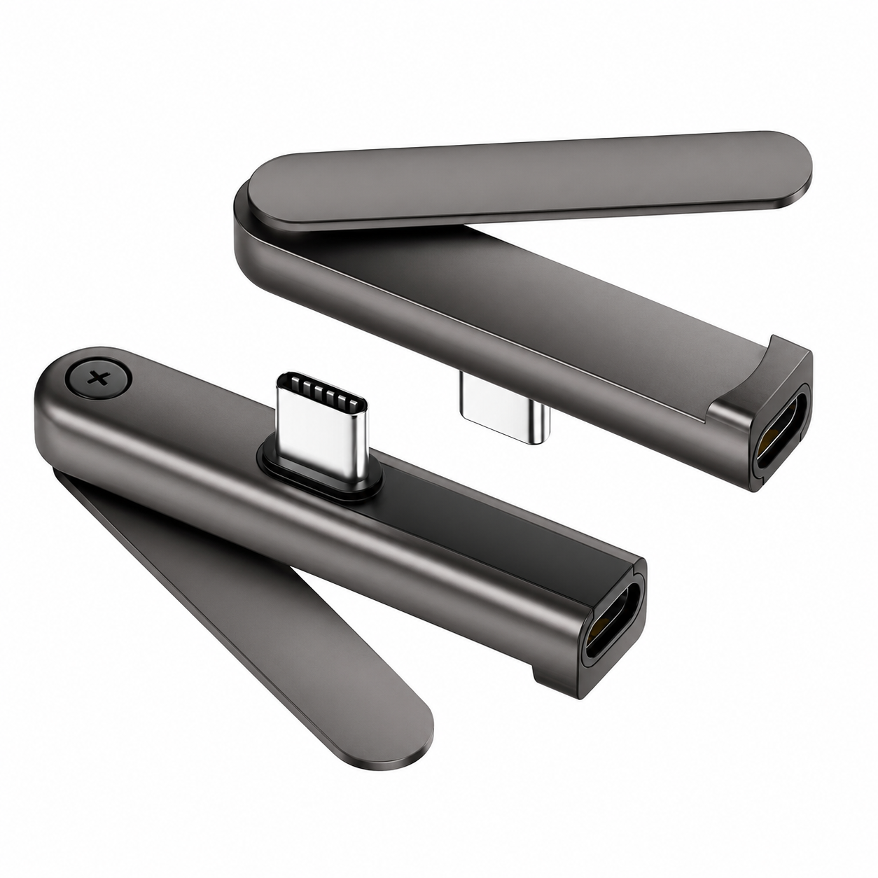 ZAMORA MART USB-C phone stand adapter displaying a sleek black phone stand with USB-C connection for hands-free device use.