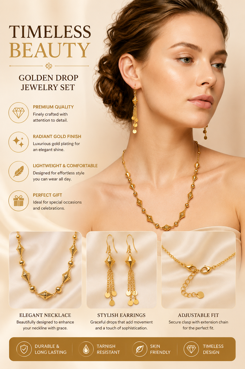 Elegant jewelry necklace set by ZAMORA MART featuring intricate designs and shining metallic finish, perfect for special occasions.