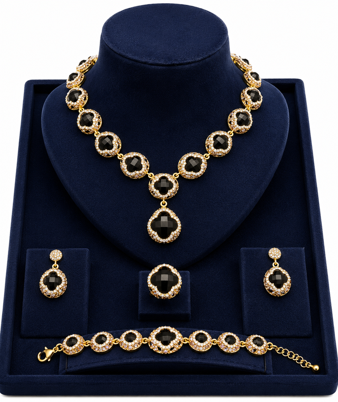 Elegant jewelry set by ZAMORA MART featuring matching necklace and earrings with intricate design.