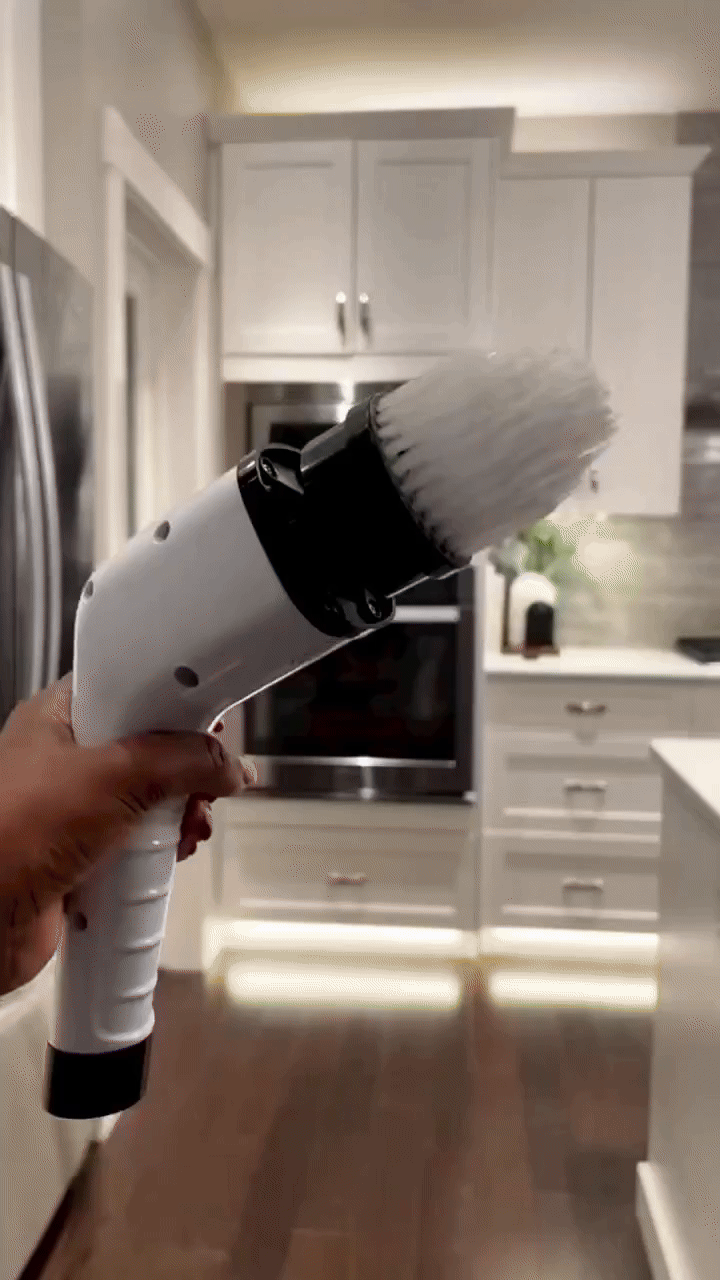 ZAMORA MART electric cleaning brush with spinning scrubber for efficient, hands-free cleaning of surfaces and stubborn dirt.