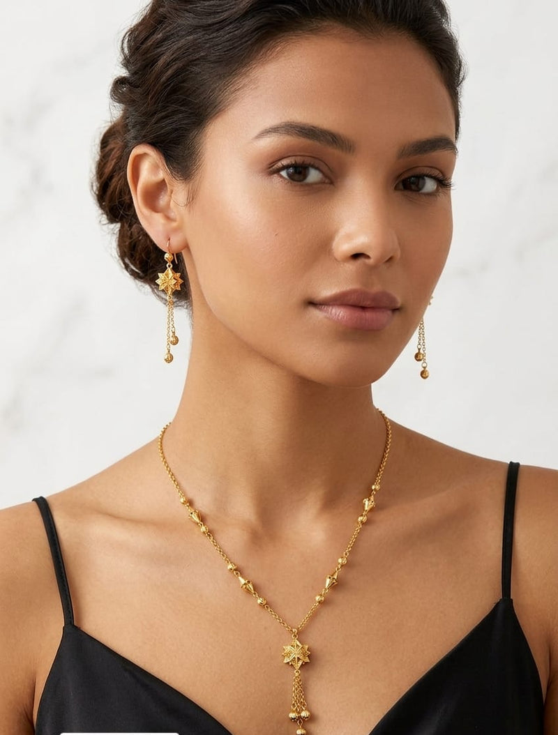 Elegant jewelry necklace set by ZAMORA MART featuring intricate design and matching earrings, perfect for special occasions.