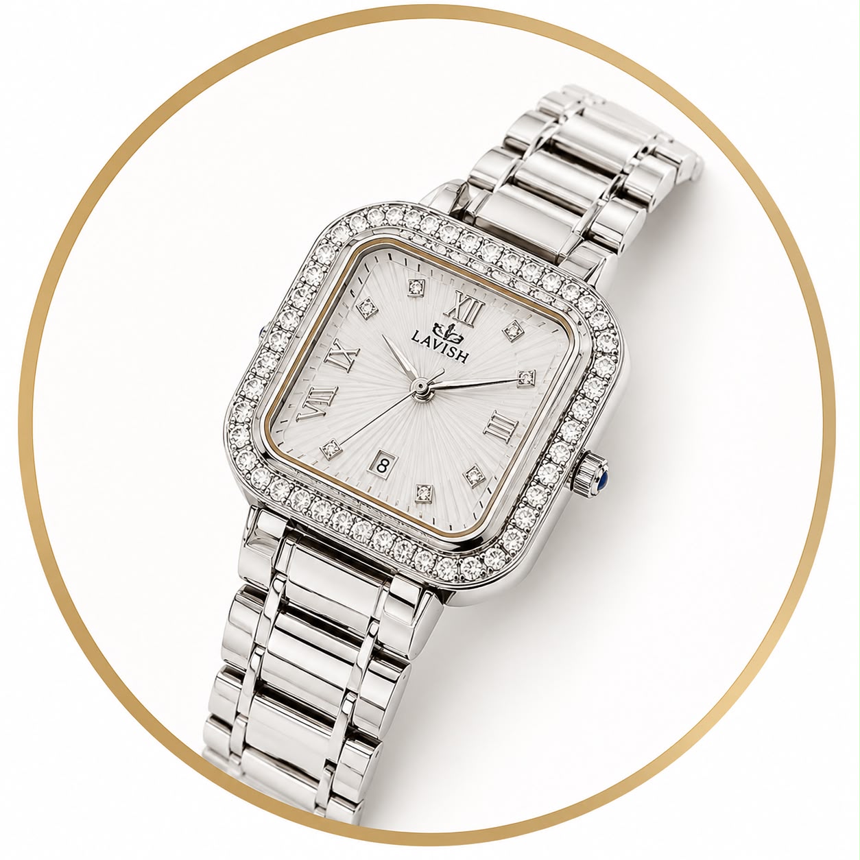 Square Halo Watch by ZAMORA MART featuring a sleek square face and minimalist design on a black strap.