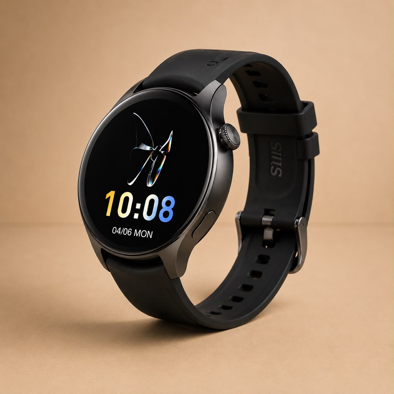 ZAMORA MART OSW-42 smart watch with digital display, black strap, and fitness tracking features on a white background