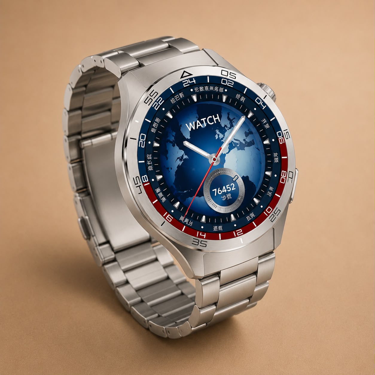 ZAMORA MART X-inova X5 Pro+ smartwatch with black band and digital display showing time and fitness data.