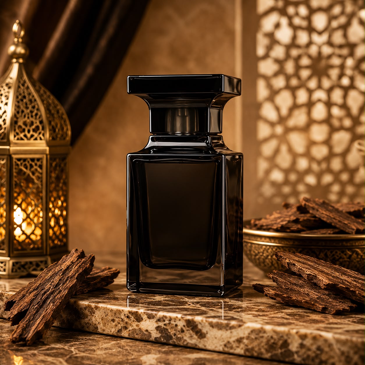 ZAMORA MART Oud Wood Parfum bottle with elegant packaging and a dark, luxurious fragrance appearance.