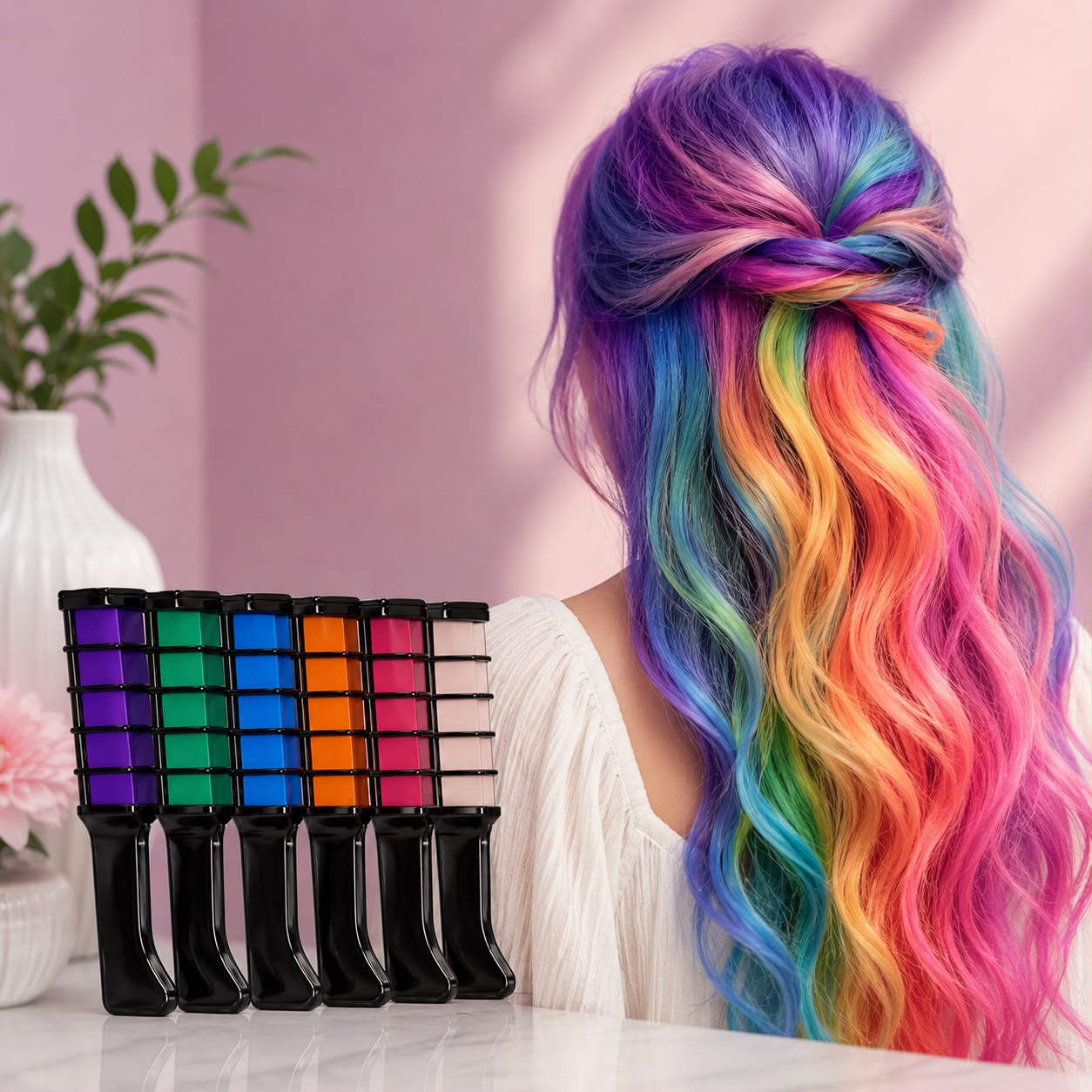 Six ZAMORA MART hair dye combs displayed, featuring durable plastic design ideal for evenly applying hair dye and color treatment.