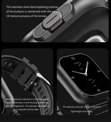 ZAMORA MART A70 Smart Watch with black band and digital display showing time and fitness tracking features.