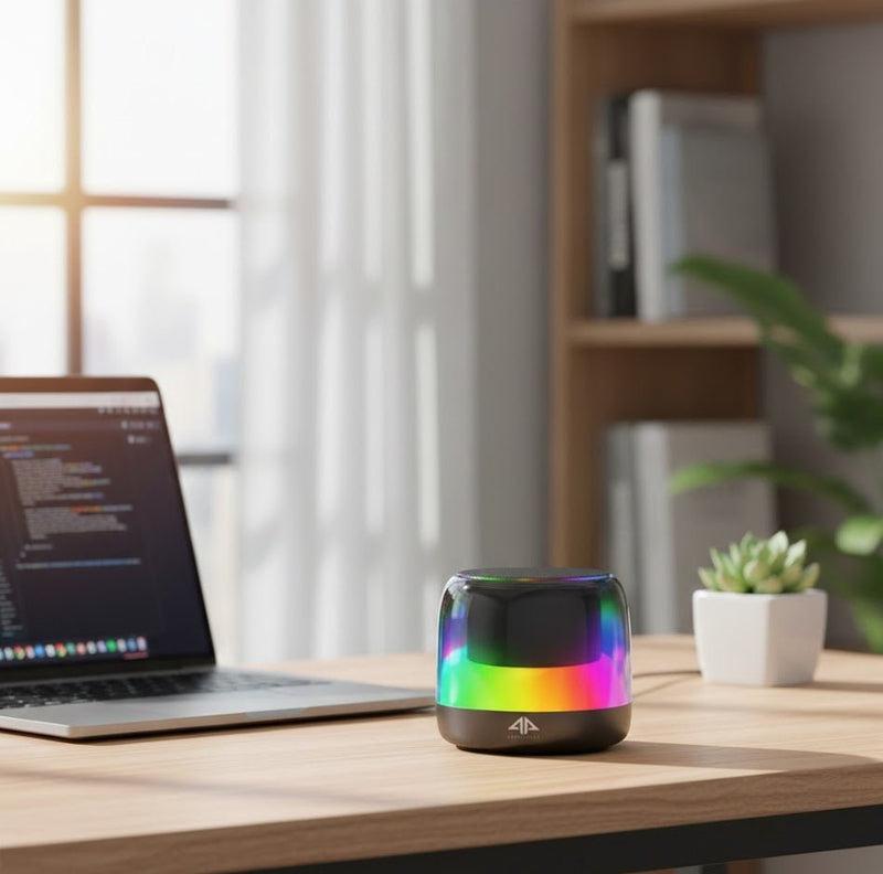 Colorful ZAMORA MART wireless speaker with vibrant design, portable and compact for high-quality sound on the go.