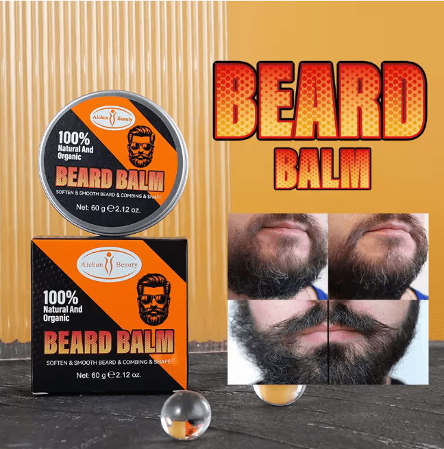 ZAMORA MART beard balm in a jar, displaying its smooth texture and natural ingredients for beard grooming and conditioning.