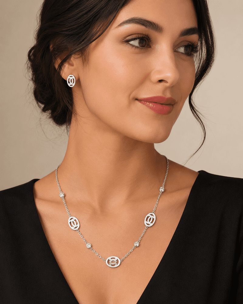 Geometric silver jewelry piece by ZAMORA MART featuring modern, angular design and polished silver finish.