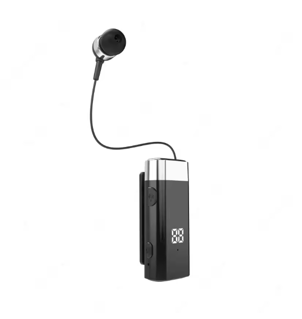 ZAMORA MART clip-on retractable headset with adjustable microphone and comfortable ear cushions for hands-free communication.