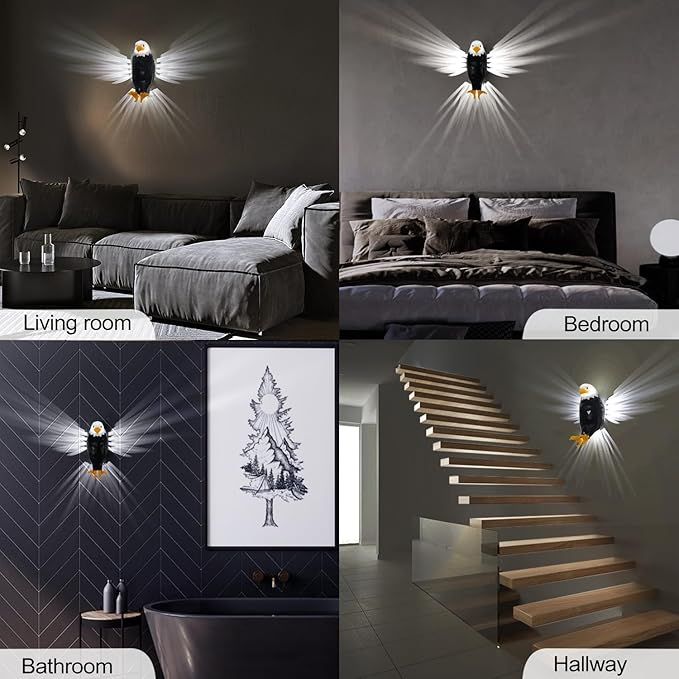 ZAMORA MART decorative eagle light fixture with illuminated eagle design, ideal for stylish home or outdoor decor.