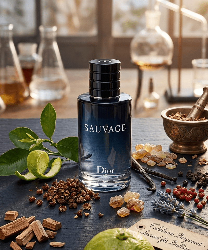 Dior Sauvage Eau de Toilette spray by ZAMORA MART, featuring a sleek bottle with a silver cap and dark blue fragrance liquid.