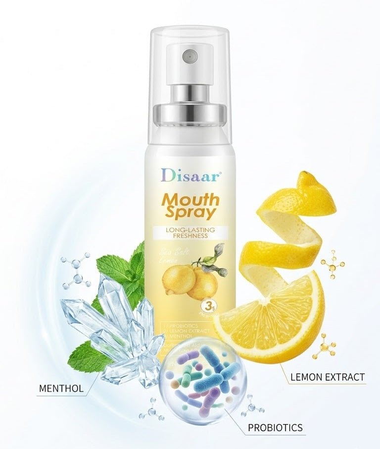ZAMORA MART mouth spray bottle with nozzle, compact oral hygiene product for freshening breath.