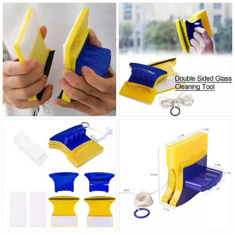 Magnetic glass cleaner by ZAMORA MART with double-sided design for easy cleaning of both sides of windows or glass surfaces.