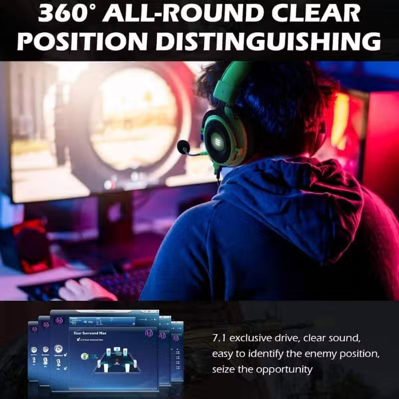 ZAMORA MART Pro 2-in-1 Gaming Headset with noise-cancelling USB design, featuring over-ear headphones and a built-in microphone.