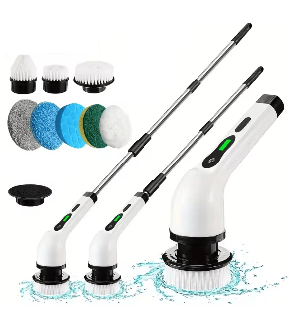 ZAMORA MART electric cleaning brush with ergonomic handle and rotating brush head for efficient scrubbing and cleaning.