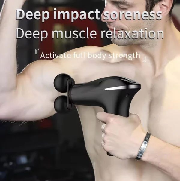 ZAMORA MART electric double muscle massage gun for deep tissue relief and muscle relaxation.
