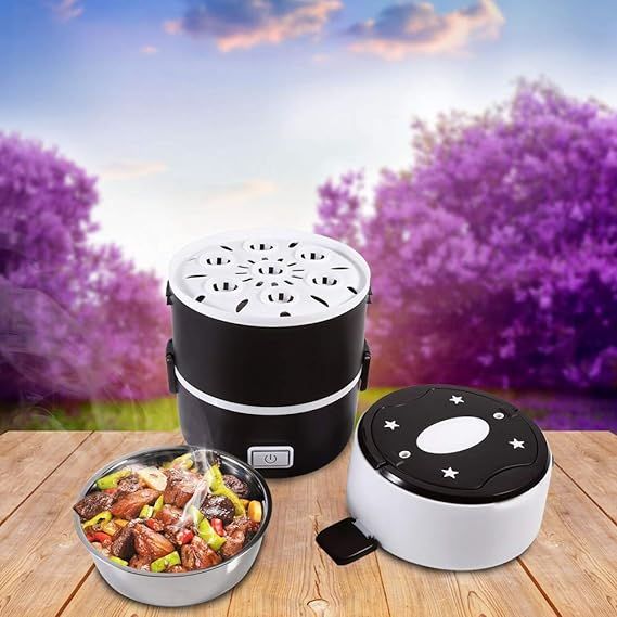 Electric food container from ZAMORA MART, showing a sleek, modern design with digital controls for easy food storage and heating.