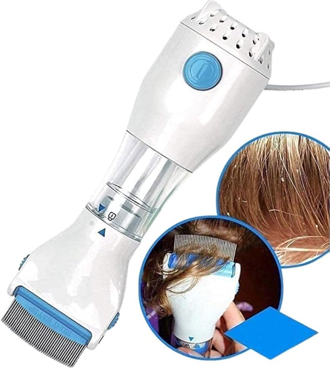 ZAMORA MART electric head lice comb with fine teeth for removing lice and nits from hair.
