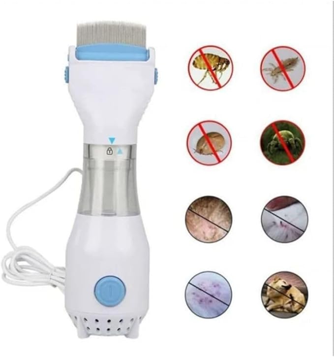 ZAMORA MART electric head lice comb with fine teeth for effective lice removal and scalp cleaning.