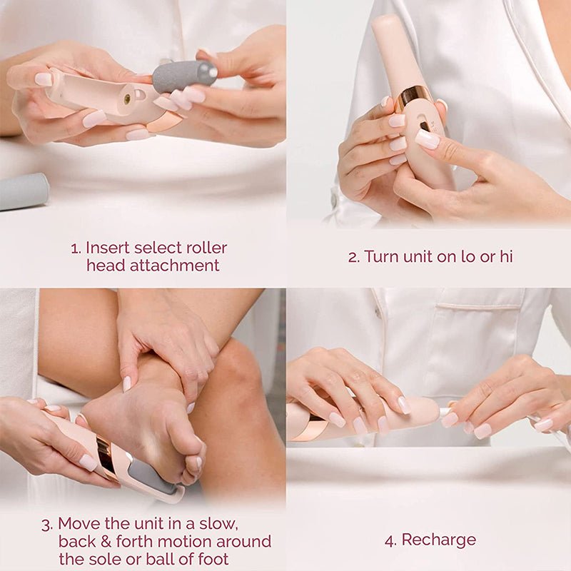 Electric pedicure foot file callus remover from ZAMORA MART, showcasing a handheld foot filer for smoothing and exfoliating rough skin.