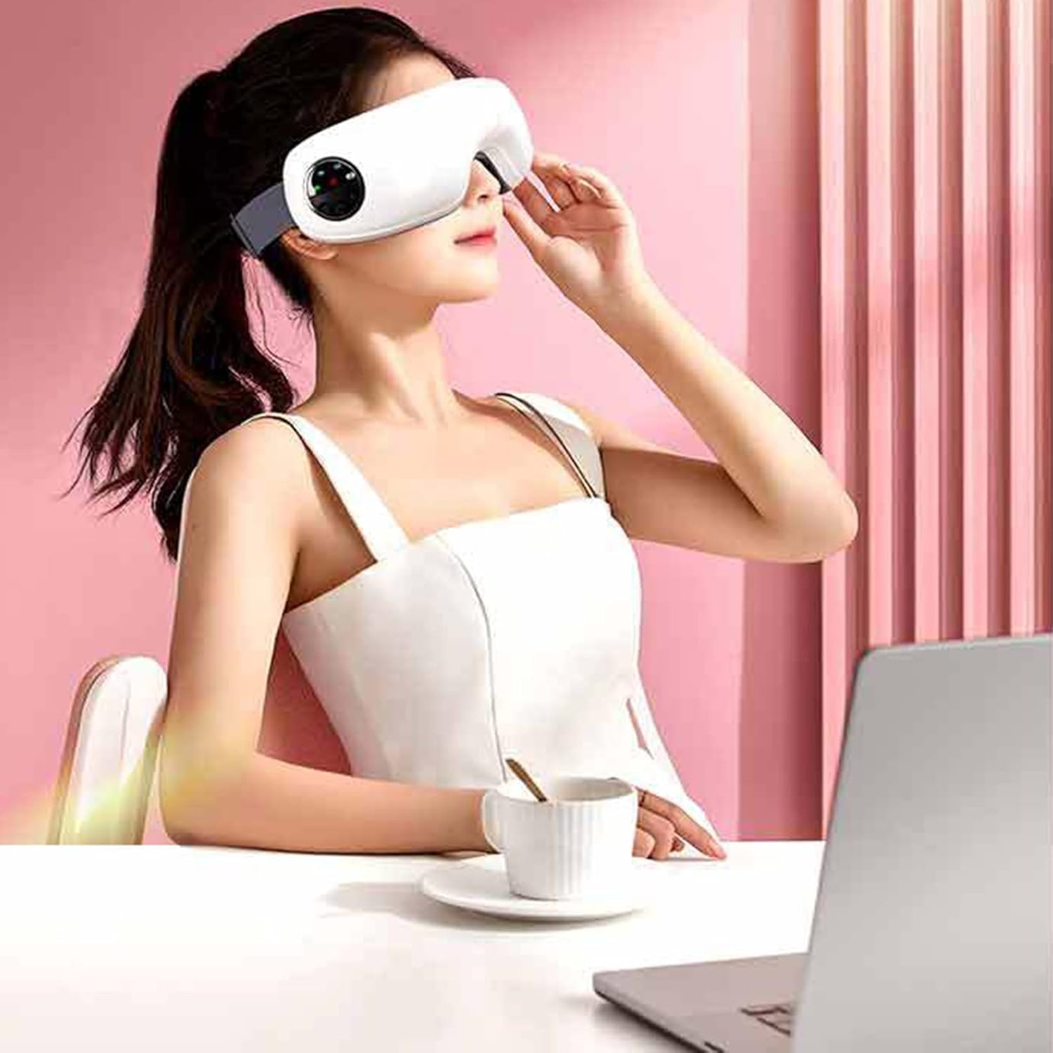 ZAMORA MART eye massager tool with ergonomic design, featuring multiple massage rollers for soothing eye relief.