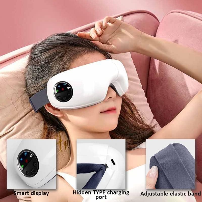 ZAMORA MART eye massager tool with ergonomic design, featuring control buttons and soft padding for comfortable eye massage therapy.