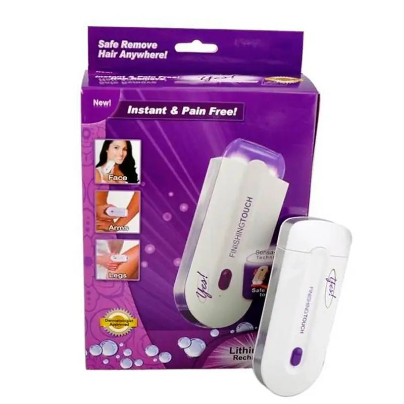 ZAMORA MART Finishing Touch Hair Epilator showing ergonomic handle and epilation head for smooth hair removal.
