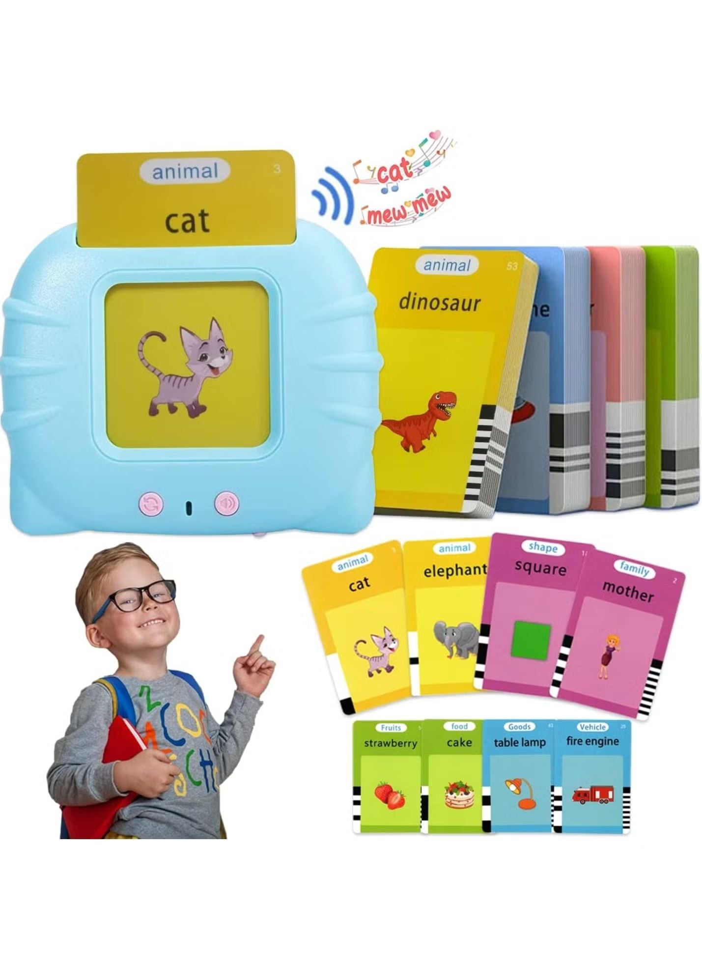 Colorful kids' flash cards by ZAMORA MART featuring images and words to help children learn and recognize new concepts.