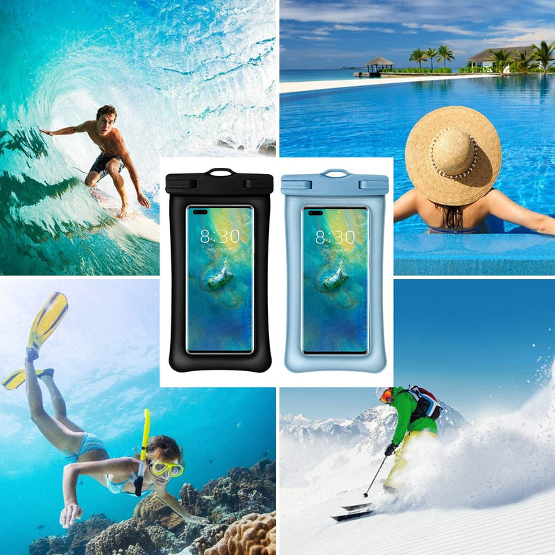 ZAMORA MART floating waterproof phone pouch showing transparent design and secure closure for protection during water activities.
