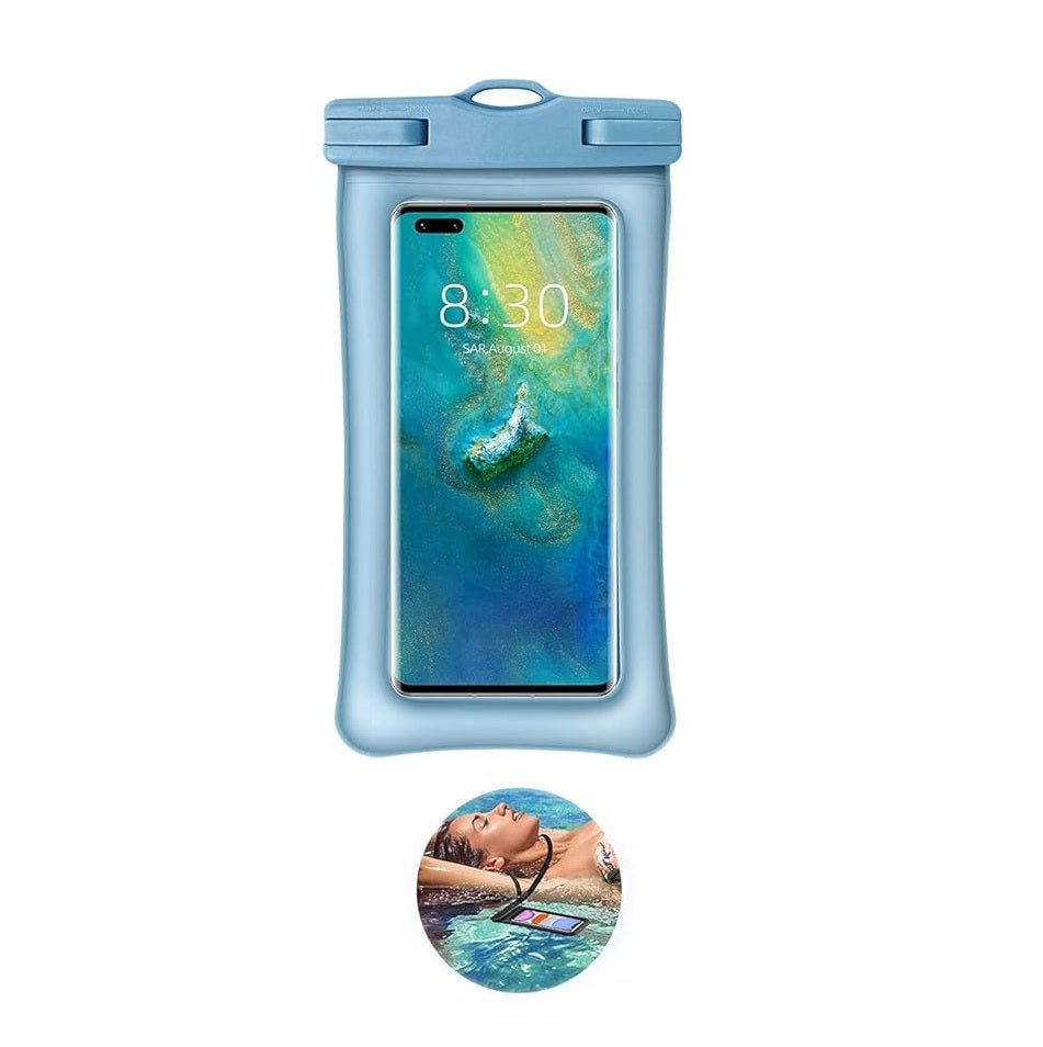 ZAMORA MART floating waterproof phone pouch with transparent front, designed to protect your phone from water and keep it afloat.
