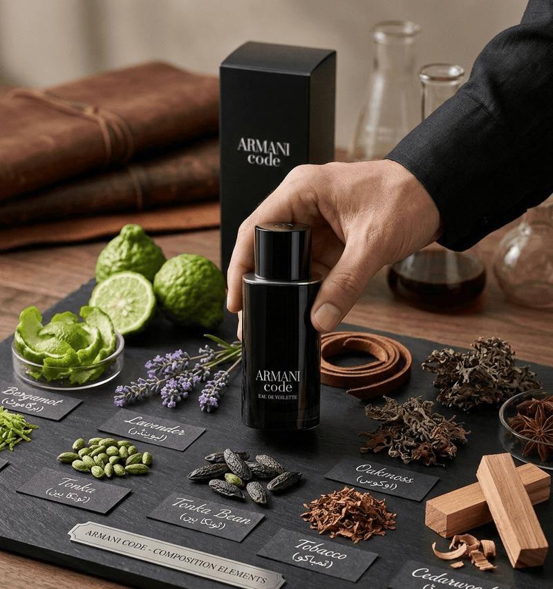 Giorgio Armani Code eau de toilette refillable spray by ZAMORA MART, featuring sleek design and elegant fragrance bottle.