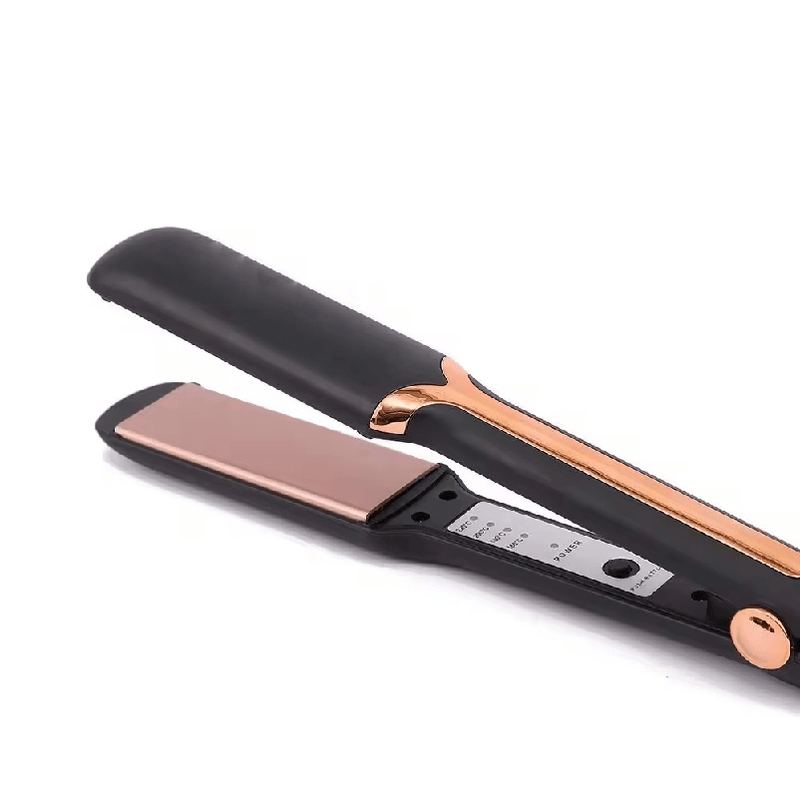 ZAMORA MART Glam Iron hair straightener with ceramic plates, sleek black design, and ergonomic handle for smooth styling.