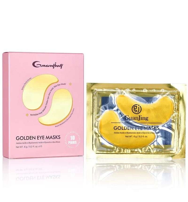 Golden eye masks by ZAMORA MART, featuring a luxurious design for eye care and relaxation.