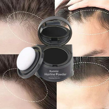 ZAMORA MART Hair Filler Powder in a container with a fine, white hair powder for volume and scalp coverage.
