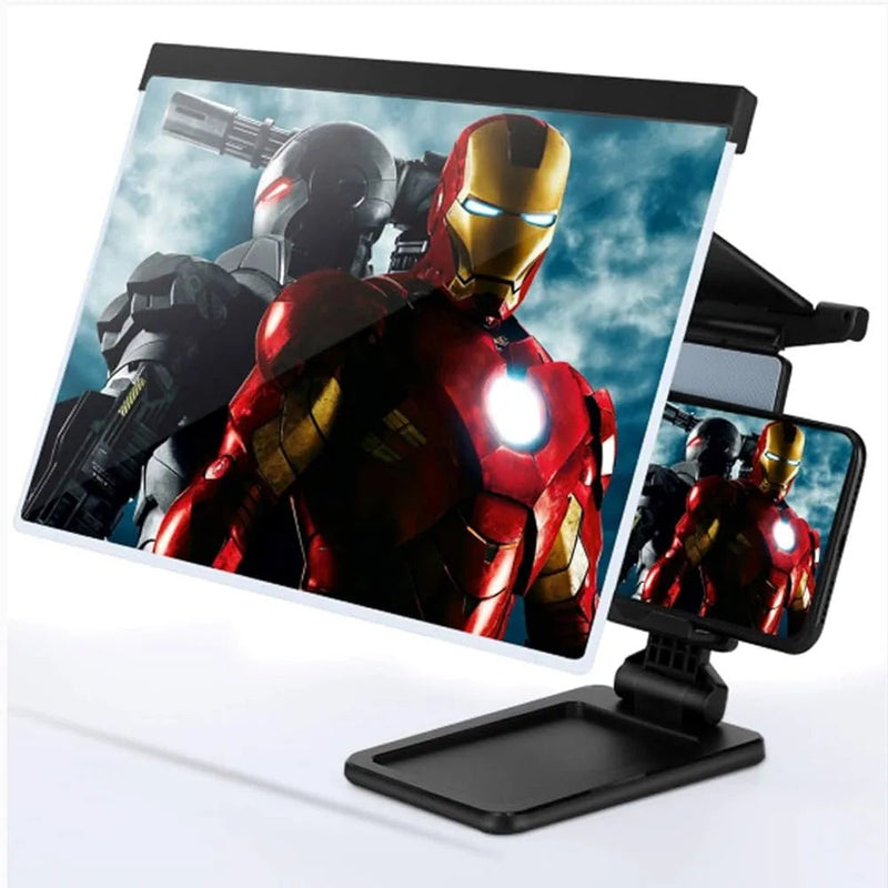 HD phone screen amplifier with foldable phone stand by ZAMORA MART, showing a sleek, clear screen magnifier for smartphones.