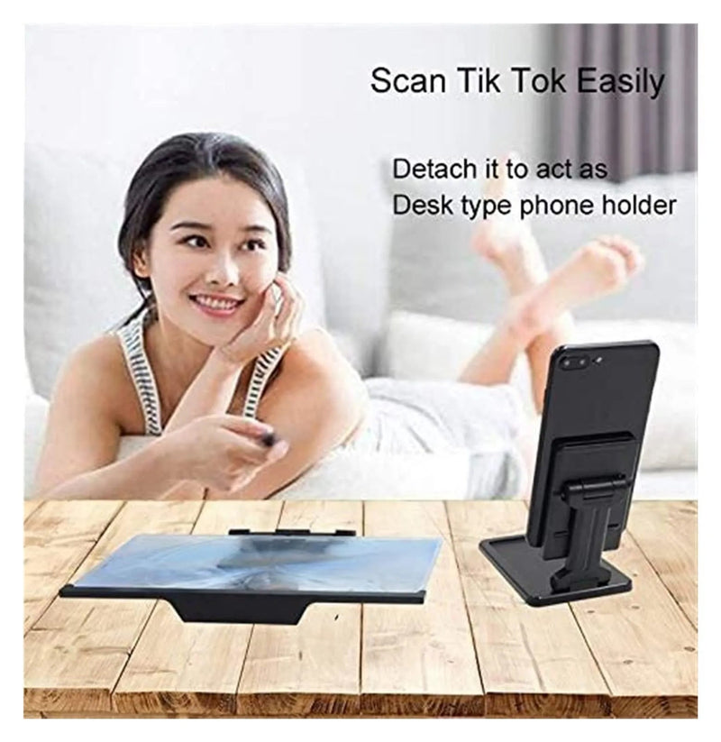 HD phone screen amplifier with foldable stand by ZAMORA MART, showing clear screen magnification for enhanced viewing.
