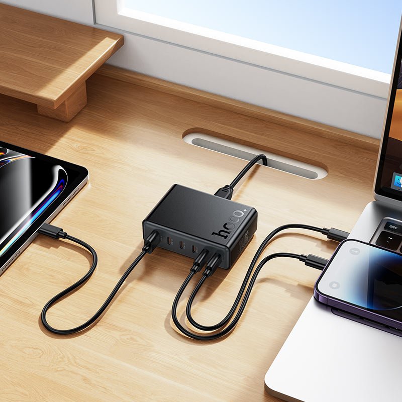 ZAMORA MART 6-in-1 fast charger with multiple ports and sleek design for quick device charging.