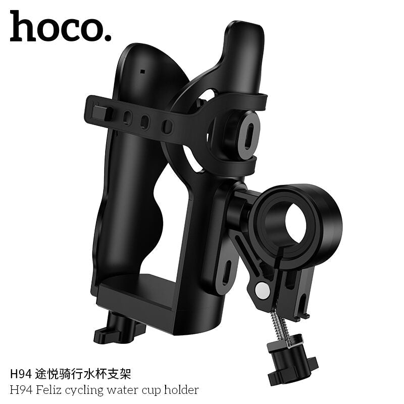 ZAMORA MART Feliz Cycling water cup holder attached to a bicycle frame, holding a water bottle securely during ride.