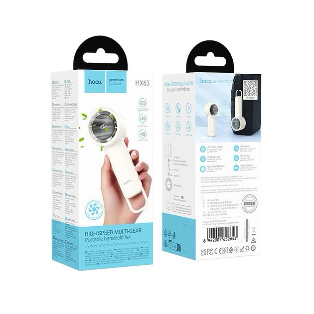 ZAMORA MART Hoco portable handheld fan with ergonomic handle and compact design, ideal for personal cooling on the go.
