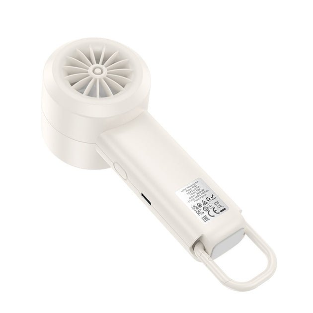ZAMORA MART Hoco portable handheld fan with a compact design, blue body, and ergonomic handle for personal cooling.