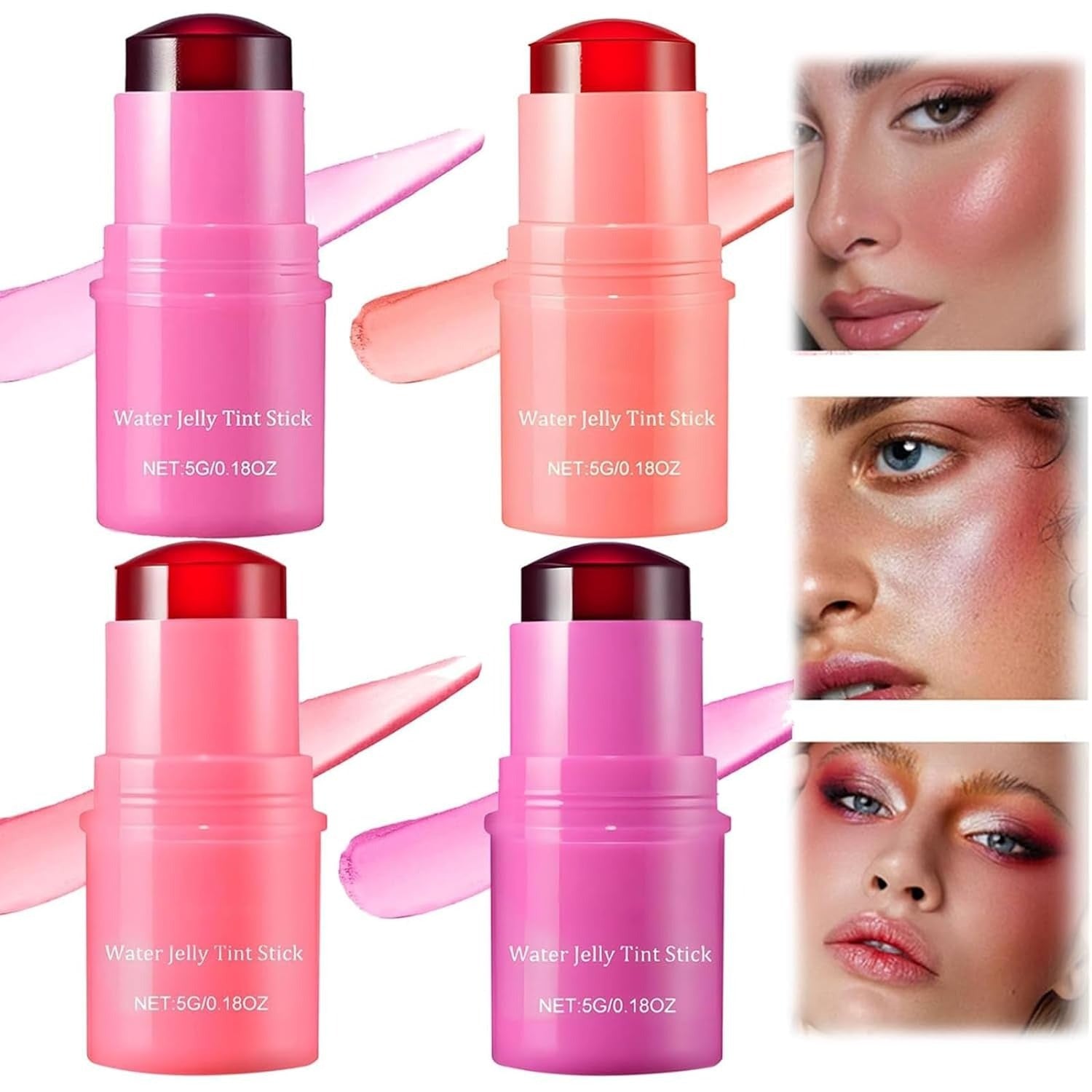 ZAMORA MART Jelly Blush Stick for Lips in a smooth, semi-transparent pink formula, shown with the product and applicator.