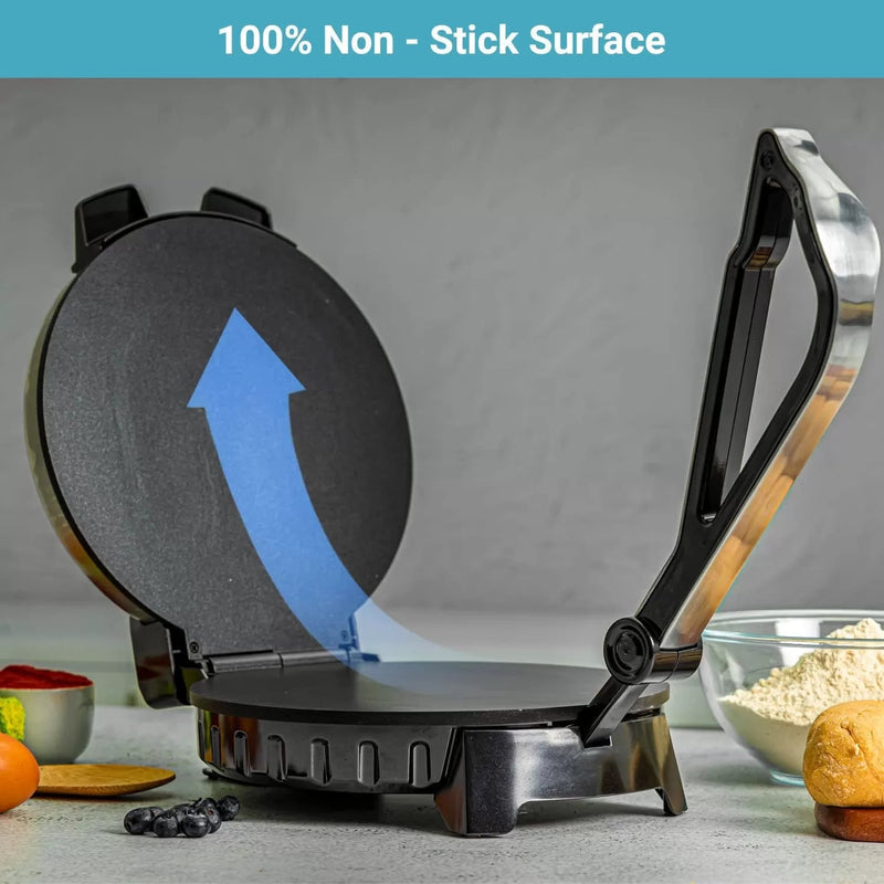 ZAMORA MART electric roti maker with non-stick surface and compact design for easy homemade rotis.