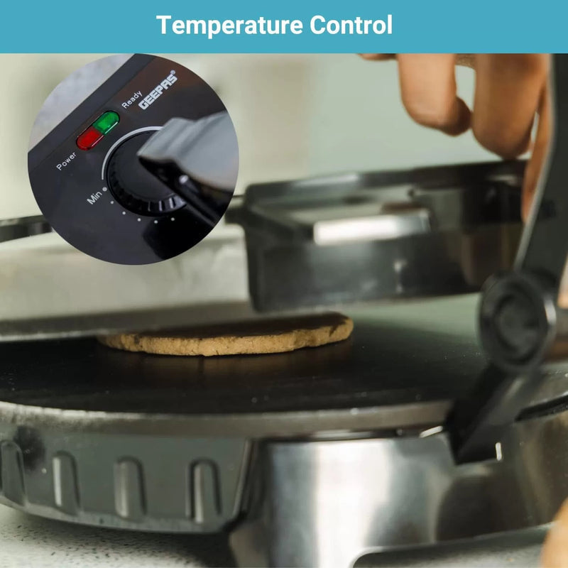 ZAMORA MART LAC electric roti maker with stainless steel body and compact design for easy homemade roti preparation.